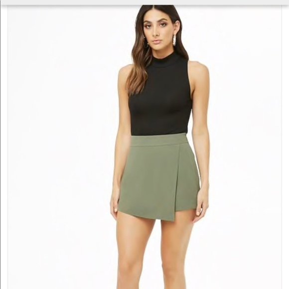 Forever 21 Pants - Forever 21 Olive Wrap Front Skort